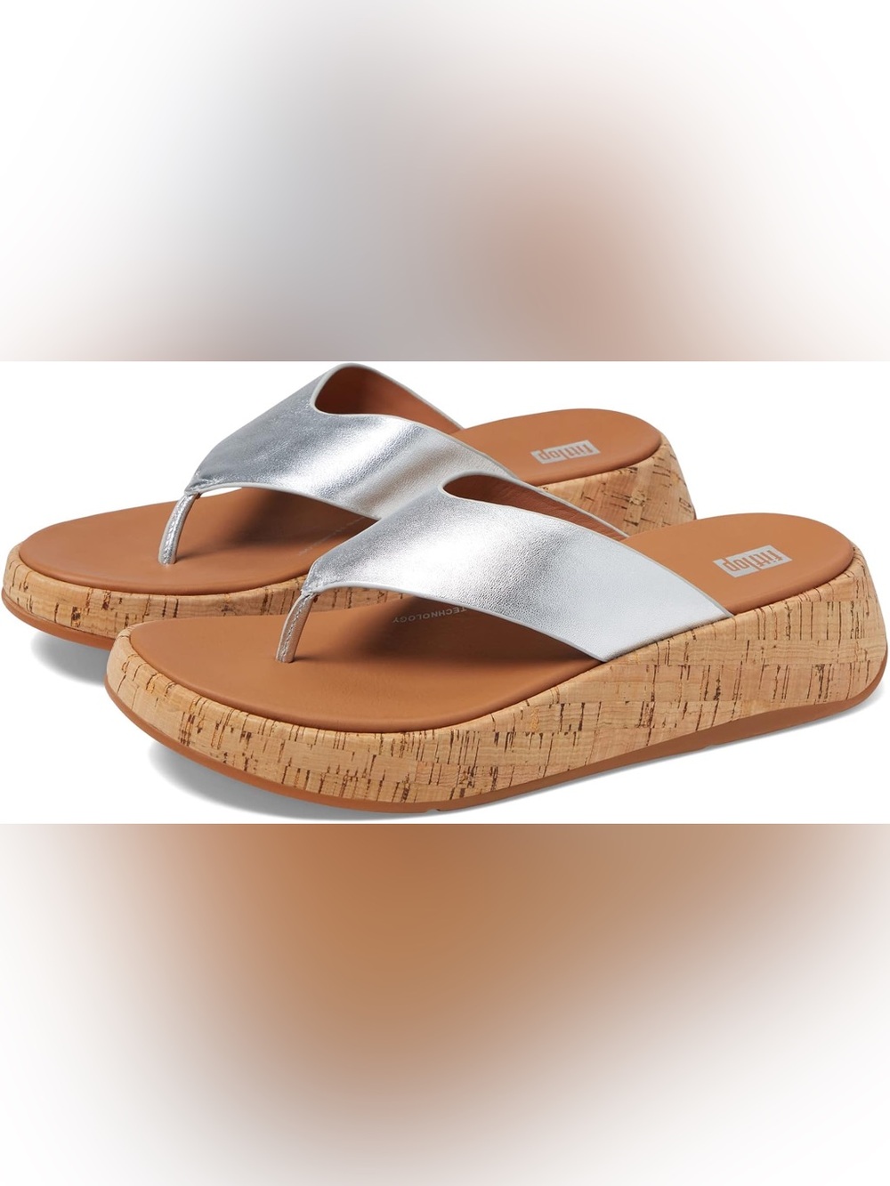 FitFlop Silver Chunky Leather Sandals Wedge Platform Shoe Women’s Size 9